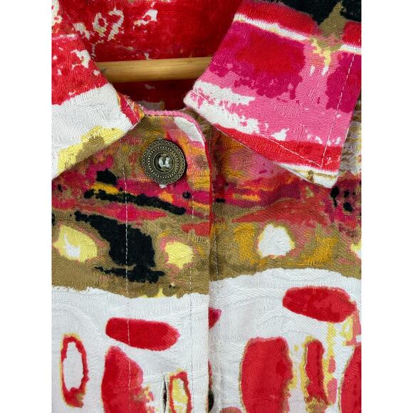 Choices Weekend‎ Career Women's Large White Floral 5-Button 3/4 Sleeve Jacket - Picture 10 of 10